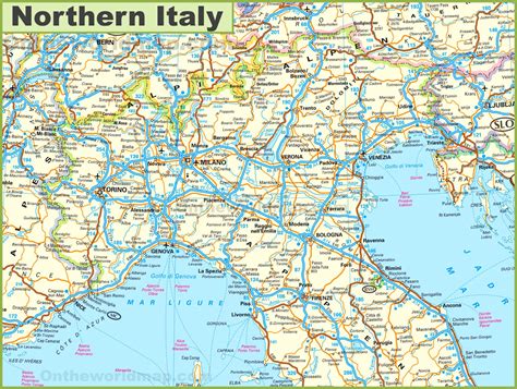 list of cities and towns in italy|Map of Northern Italy .